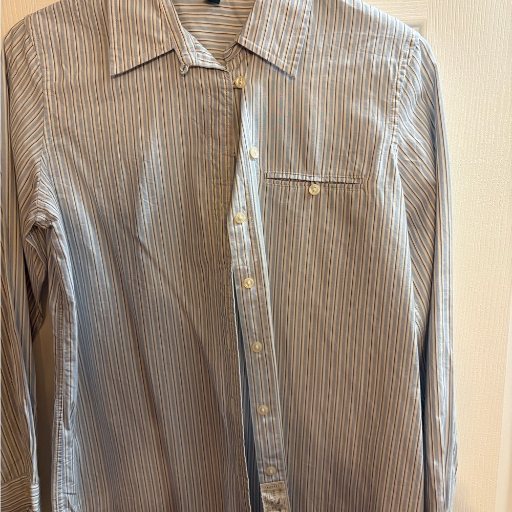 Ralph Lauren Light Blue & White Vertical Stripe Button-Down Shirt